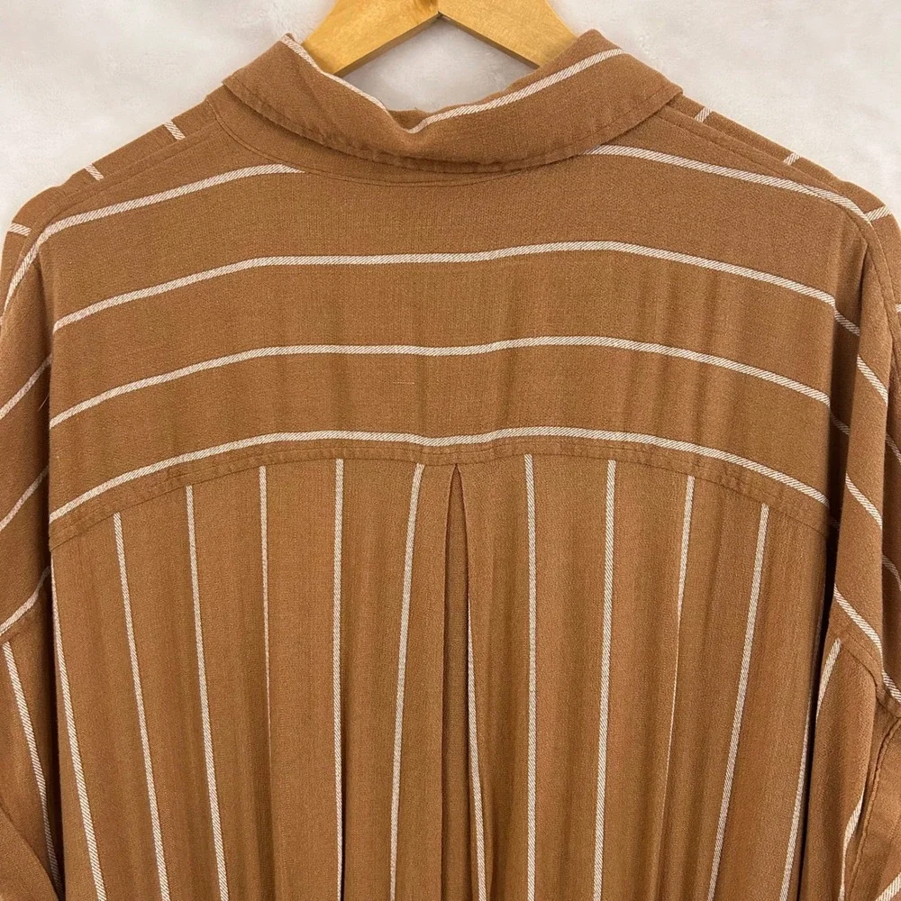 Torrid Brown White Striped Button Front Romper Women Plus Size 1 XL Short Sleeve - Picture 5 of 11